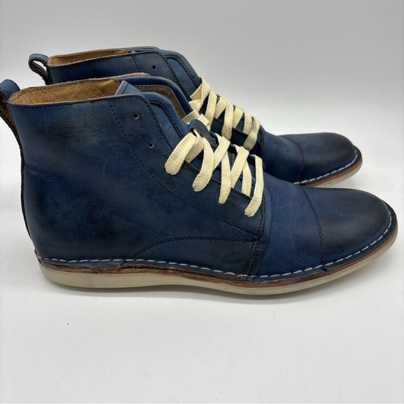 John Varvatos Barrett Leather Chelsea Ankle Boots Denim Blue Men’s Size 8M - Picture 3 of 7